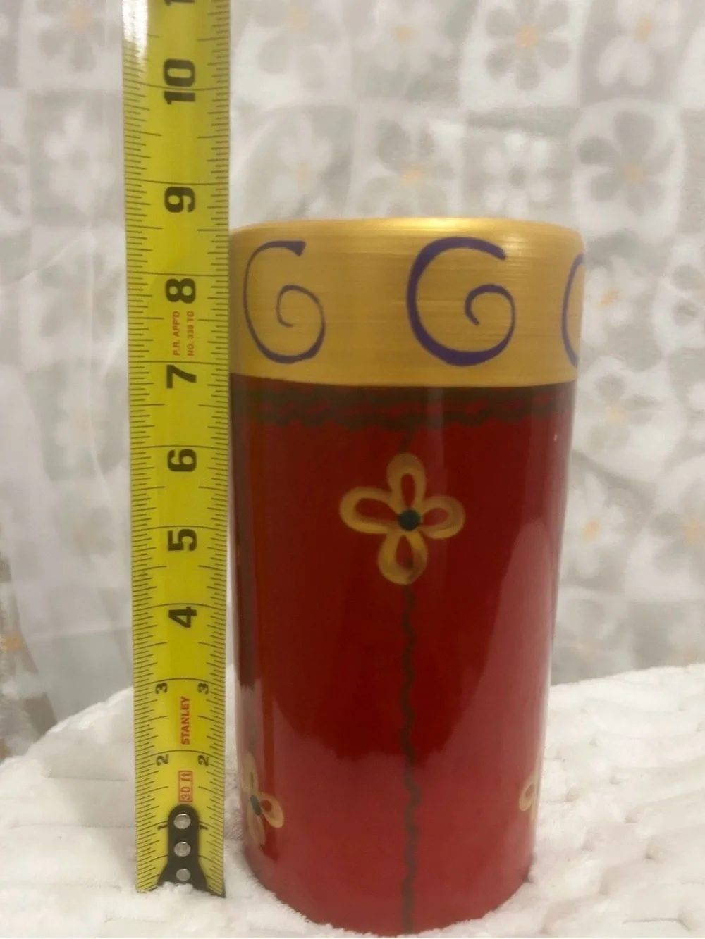 Pier 1 Red and Gold Floral Accent Vase